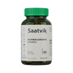 Saatvik Zero Sugar Ashwagandha & Vitamin D Gummy - 60 Count - Mixed Berry, KSM-66, Vegan, Plant Based, Non-GMO, Gluten-Free & Gelatin Free Relax. Restore. Unwind, Pack of 1